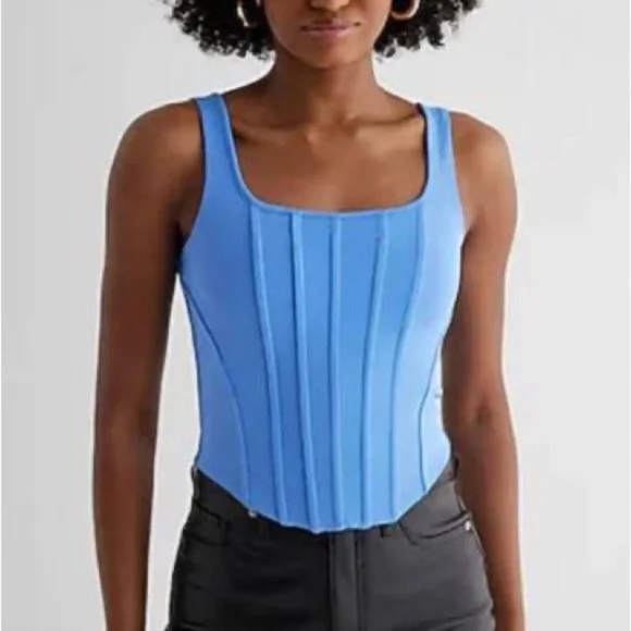 NWT Express blue body contour corset tank top size small - Picture 1 of 5